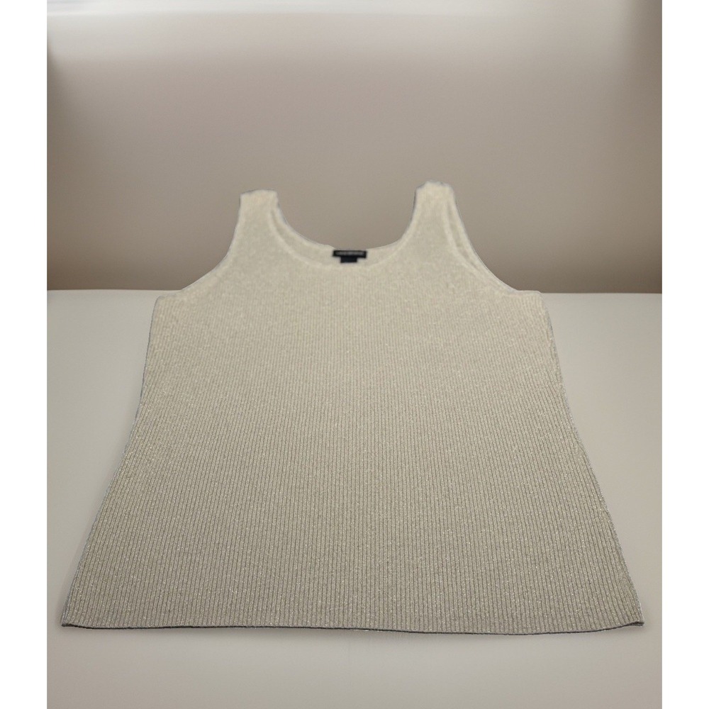 Lane Bryant Beige Gold Metallic Ribbed Knit Scoop Neck Sleeveless Tank 18/20